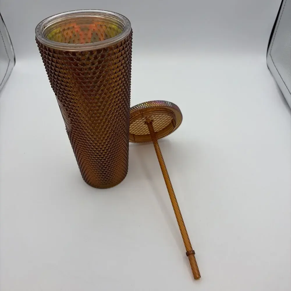 Starbucks 50th Anniversary Studded 24oz Cup Tumbler Bronze‎ Gold Copper USED